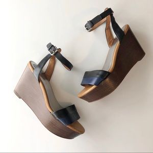 Coach | Black & Navy Caitlyn Wedges Size 8